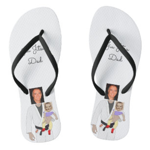 Jiu Jitsu Dad Custom Photos and Handwritten Text Jandals