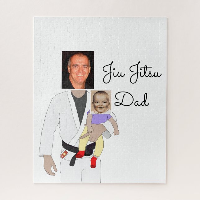 Jiu Jitsu Dad Custom Photos and Handwritten Text Jigsaw Puzzle (Vertical)