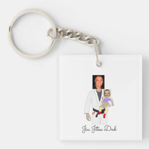 Jiu Jitsu Dad Custom Photos and Handwritten Text Key Ring