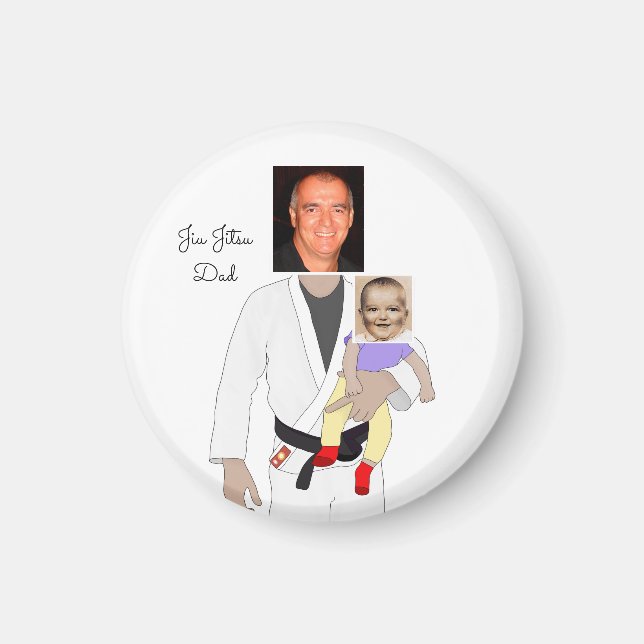 Jiu Jitsu Dad Custom Photos and Handwritten Text Magnet (Front)