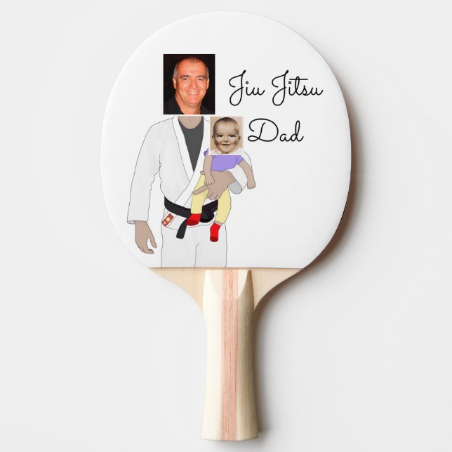 Jiu Jitsu Dad Custom Photos and Handwritten Text Ping Pong Paddle (Front)