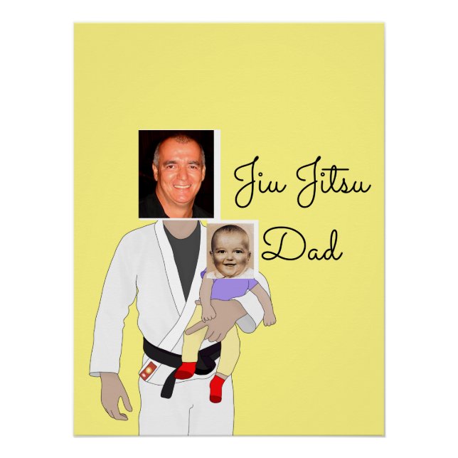 Jiu Jitsu Dad Custom Photos and Handwritten Text Poster (Front)