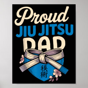 Jiu Jitsu Dad Father Retro Vintage Proud Jiu Jitsu Poster