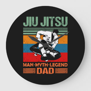 Jiu Jitsu Dad Man Legend martial arts Slogan retro Large Clock