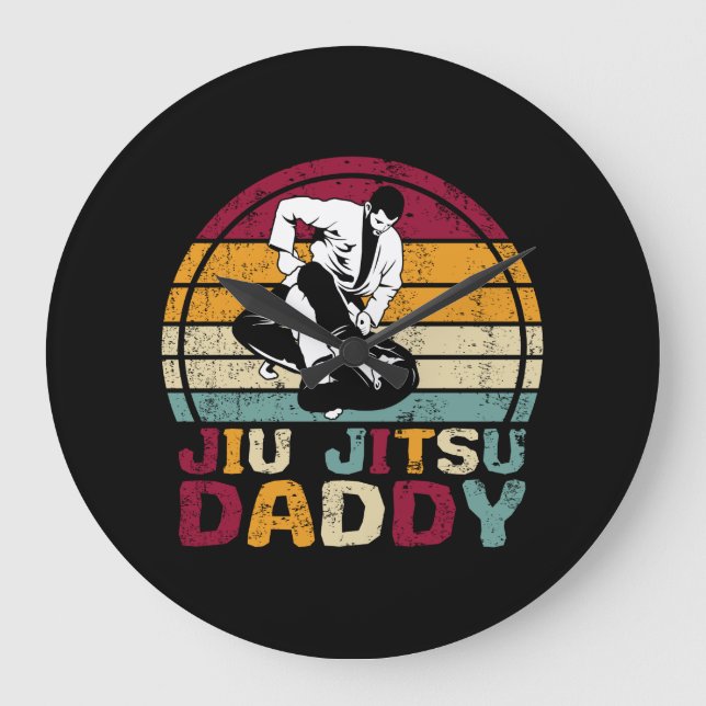 Jiu Jitsu Daddy Dad Martial Arts Retro Large Clock (Front)