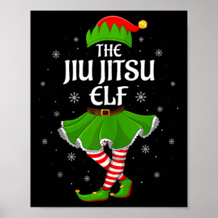 Jiu Jitsu Elf Christmas Family Girls Women Elf Squ Poster