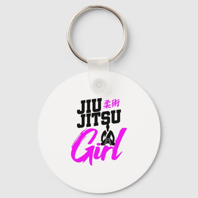 Jiu Jitsu Girl Brazilian Martial Arts Women Gift Key Ring (Front)