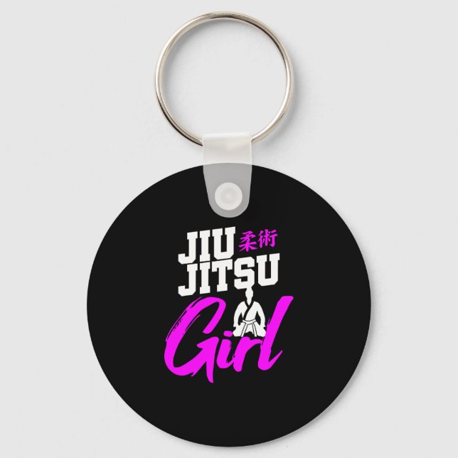 Jiu Jitsu Girl Brazilian Martial Arts Women Gift Key Ring (Front)