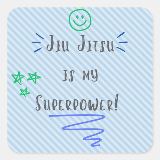 Jiu Jitsu is My Superpower! blue sticker design  (Front)