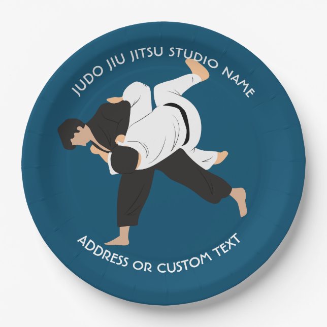 Jiu Jitsu Judo Martial Arts Studio Paper Plate (Front)