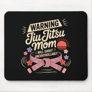 Jiu Jitsu Mum Mother Retro Vintage Warning Jiu Mouse Pad