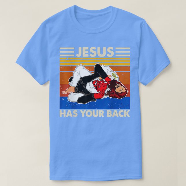Jiu Jitsu s Jesus Has Your Back M T-Shirt (Design Front)