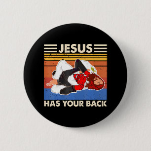 Jiu Jitsu s Jesus Has Your Back MMA Brazilian 6 Cm Round Badge