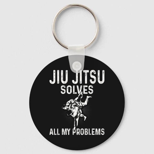 Jiu Jitsu solves problems - Funny Brazilian Jiu Key Ring (Front)