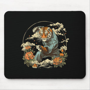 Jiu-Jitsu Tiger Floral Taekwondo Kickboxing Mouse Pad