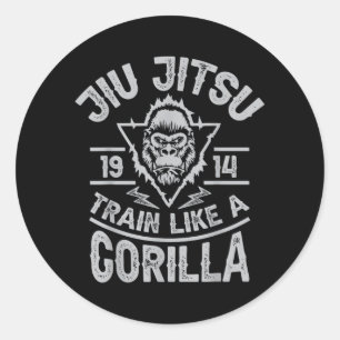 Jiu Jitsu Train Like A Gorilla Funny Martial Arts Classic Round Sticker