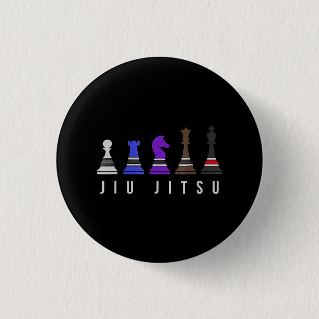 jiu jitsu training   chess, gift  bjj with text. 3 cm round badge (Front)