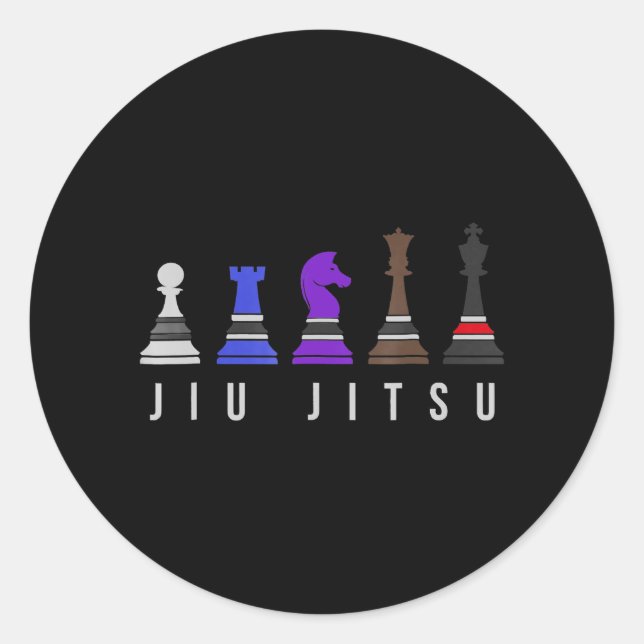 jiu jitsu training   chess, gift  bjj with text. classic round sticker (Front)