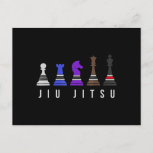jiu jitsu training chess, gift bjj with text. holiday postcard