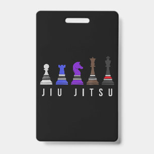 jiu jitsu training   chess, gift  bjj with text. ID badge