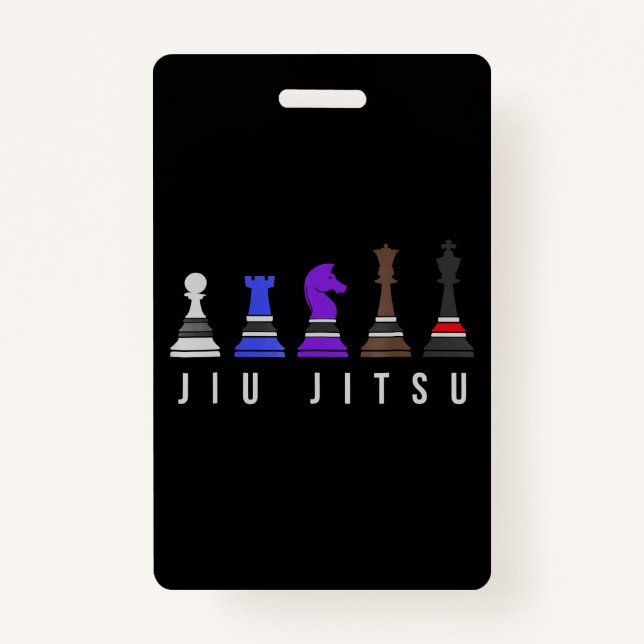 jiu jitsu training   chess, gift  bjj with text. ID badge (Front)