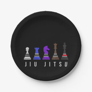 jiu jitsu training chess, gift bjj with text. paper plate