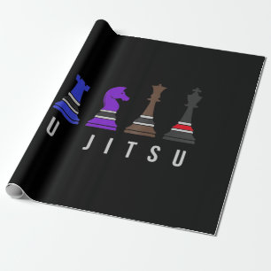 jiu jitsu training   chess, gift  bjj with text. wrapping paper