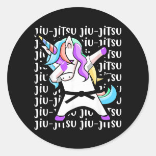 Jiu-Jitsu Unicorn Funny Martial Arts Kid Novelty Classic Round Sticker