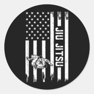 Jiu Jitsu US Flag Brazilian Jiu Jitsu Classic Round Sticker