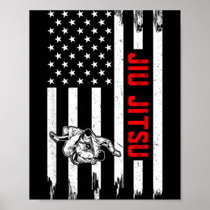 Jiu Jitsu US Flag Brazilian Jiu Jitsu Martial Arts Poster
