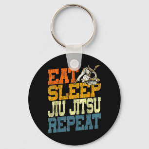 Jiu Jitsu Vintage Retro Eat Sleep Jiu Jitsu Repeat Key Ring