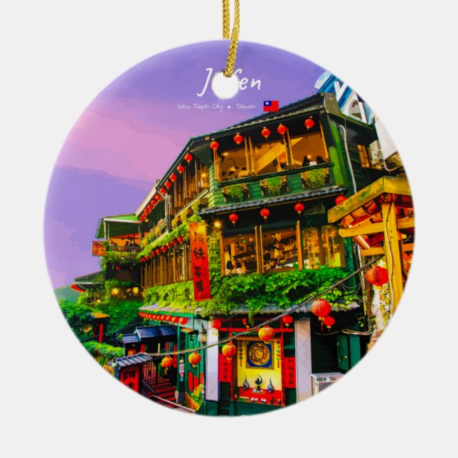 Jiufen, Taiwan - Ancient Teahouse Ceramic Tree Decoration (Front)