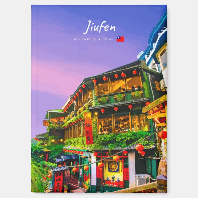 Jiufen, Taiwan - Ancient Teahouse Flat Magnet (Front)
