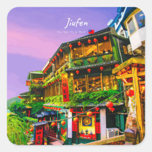 Jiufen, Taiwan - Ancient Teahouse Square Sticker