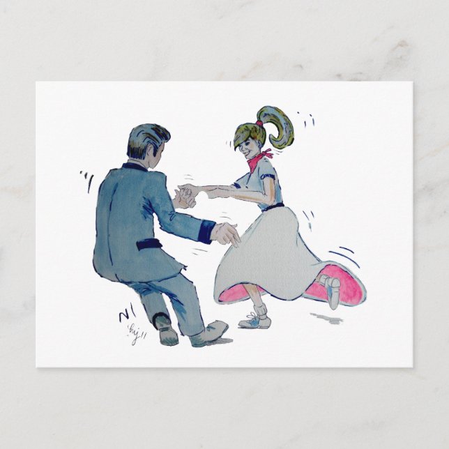 Jive Fun! swing dancing rock and roll Postcard (Front)