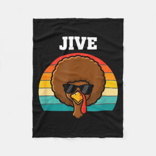 Jive Turkey Afro Retro 70s Thanksgiving Turkey Day Fleece Blanket