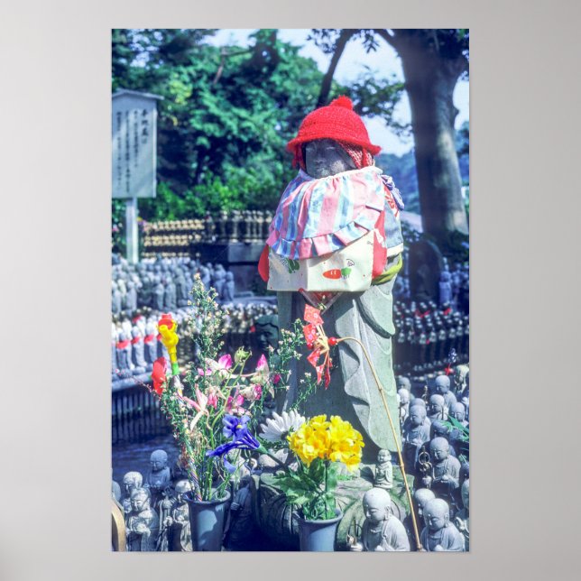 Jizo monk statue with bib and hat poster (Front)