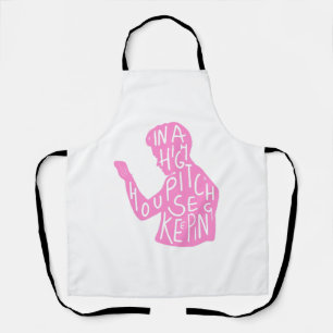 JJs silhouette housekeeping quote in pastel pink Apron