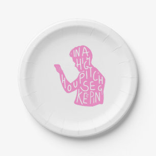 JJs silhouette housekeeping quote in pastel pink Paper Plate