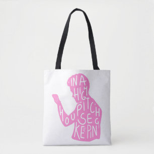 JJs silhouette housekeeping quote in pastel pink Tote Bag
