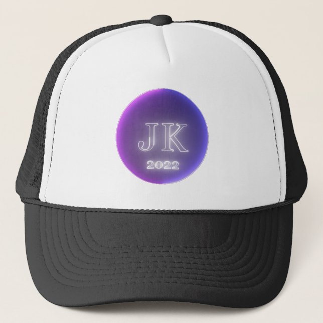 JK 2022 Trucker Hat Silver Colored Text (Front)