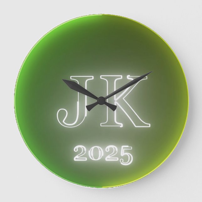 JK 2025 Green Yellow Wall Clock (Front)