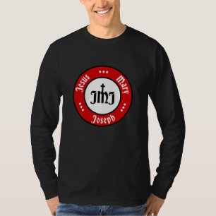 JMJ: Jesus, Mary, Joseph Logo (Red) T-Shirt