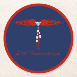 JML Communications Tower Logo Round Paper Coaster