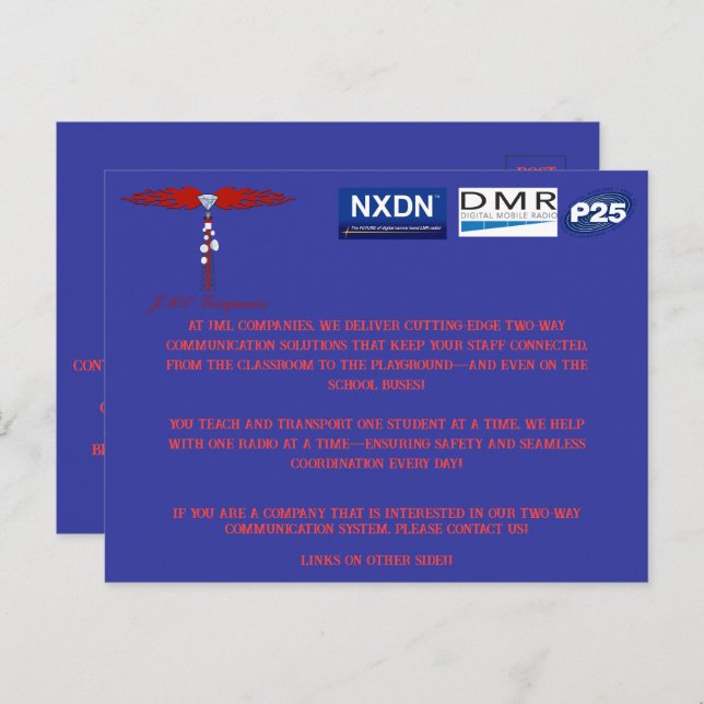 JML Companies Businesses Postcard (Schools & Bus) (Front/Back)