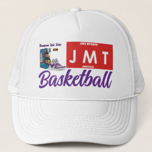 JMT BASKETBALL. Trucker Hat, White and Black Hat