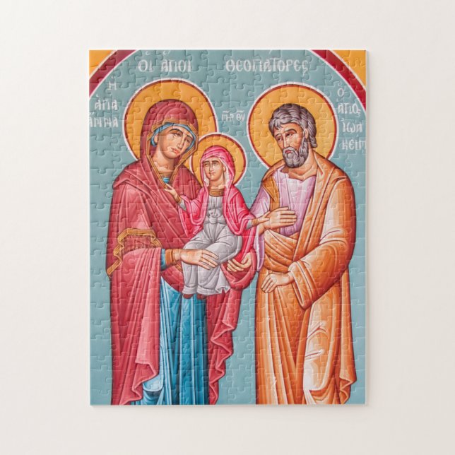Joachim, Anna and the Theotokos Orthodox Icon Jigsaw Puzzle (Vertical)