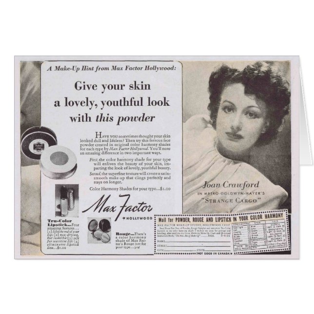 Joan Crawford Face Powder Ad (Front Horizontal)
