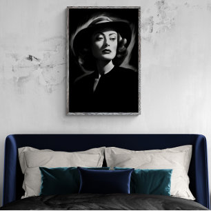 Joan Crawford noir, black and white print poster