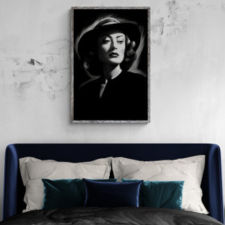 Joan Crawford noir, black and white print poster